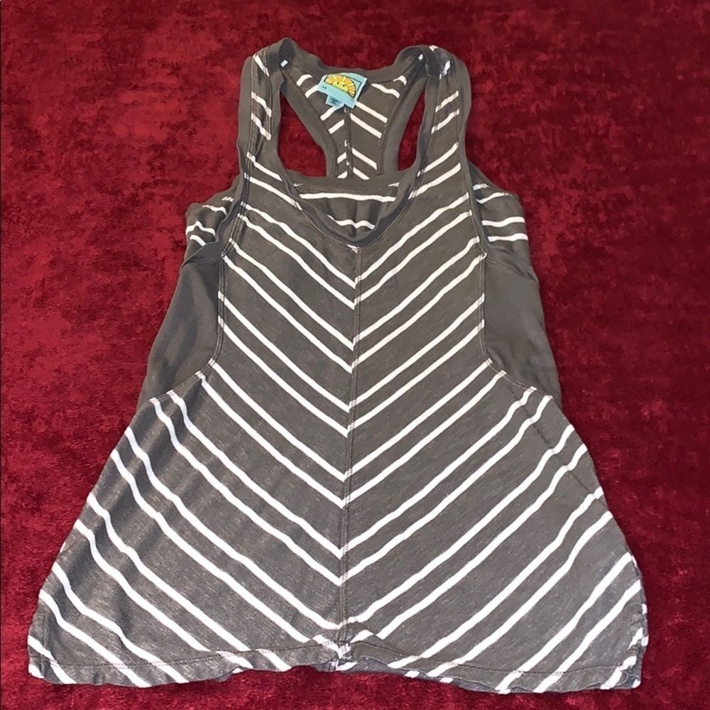 C&C California Gray and White Striped top